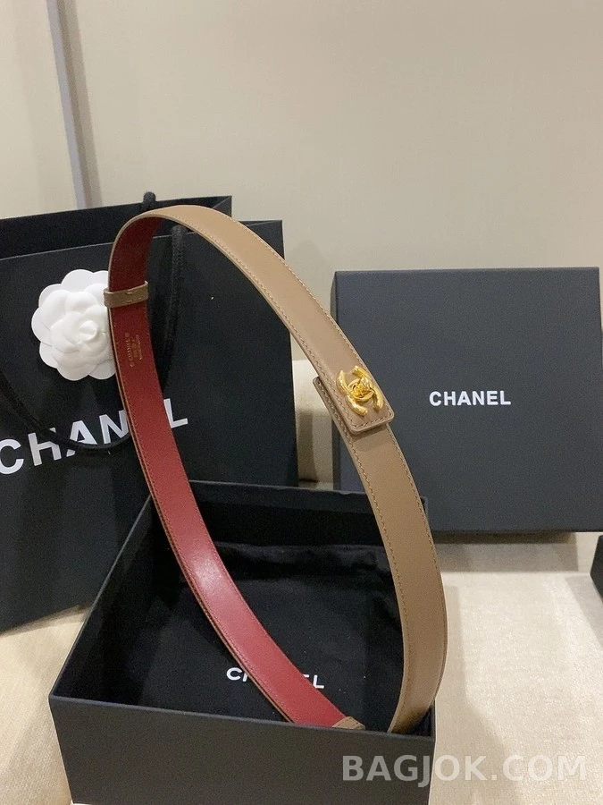 샤넬 샤넬 더블 C 회전 버클 레더 벨트 상세 이미지