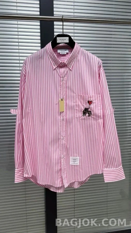 톰브라운 톰브라운 스트라이프 코끼리 자수 셔츠 상세 이미지