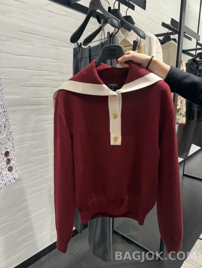 샤넬 샤넬 세일러 카라 배색 니트 상세 이미지