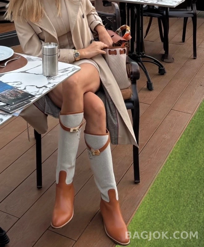 에르메스 에르메스 켈리 버클 캔버스 패널 라이딩 부츠 상세 이미지