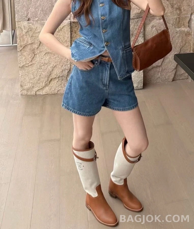 에르메스 에르메스 켈리 버클 캔버스 패널 라이딩 부츠 상세 이미지
