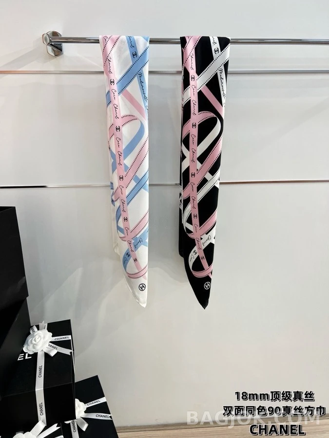 샤넬 샤넬 리본 패턴 스카프 상세 이미지