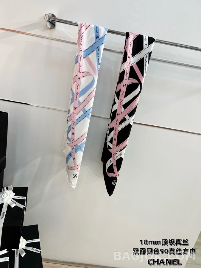 샤넬 샤넬 리본 패턴 스카프 상세 이미지