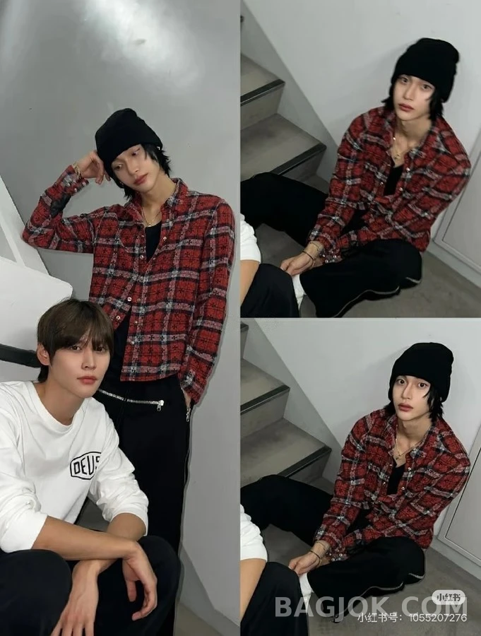 크롬하츠 크롬하츠 격자무늬 십자가 긴팔 티셔츠 상세 이미지