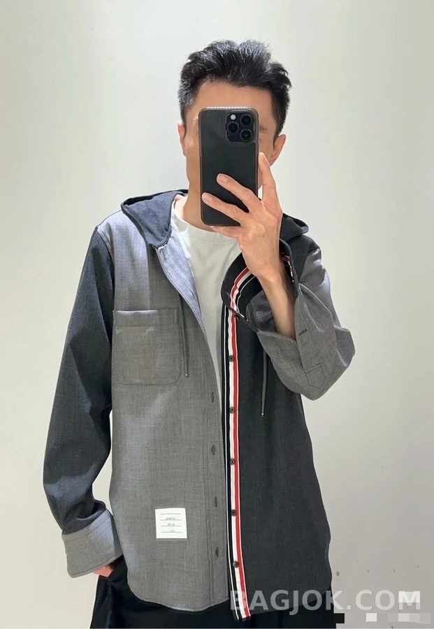 톰브라운 톰브라운 트라이컬러 후드 셔츠 상세 이미지