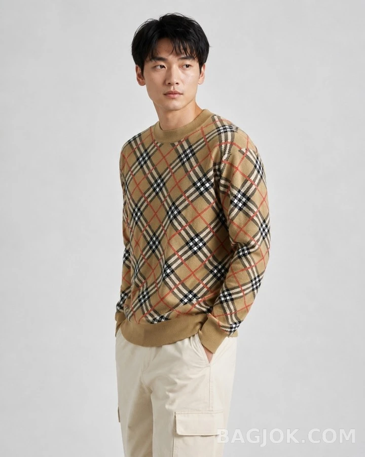 버버리 버버리 체크 라운드넥 니트 상세 이미지