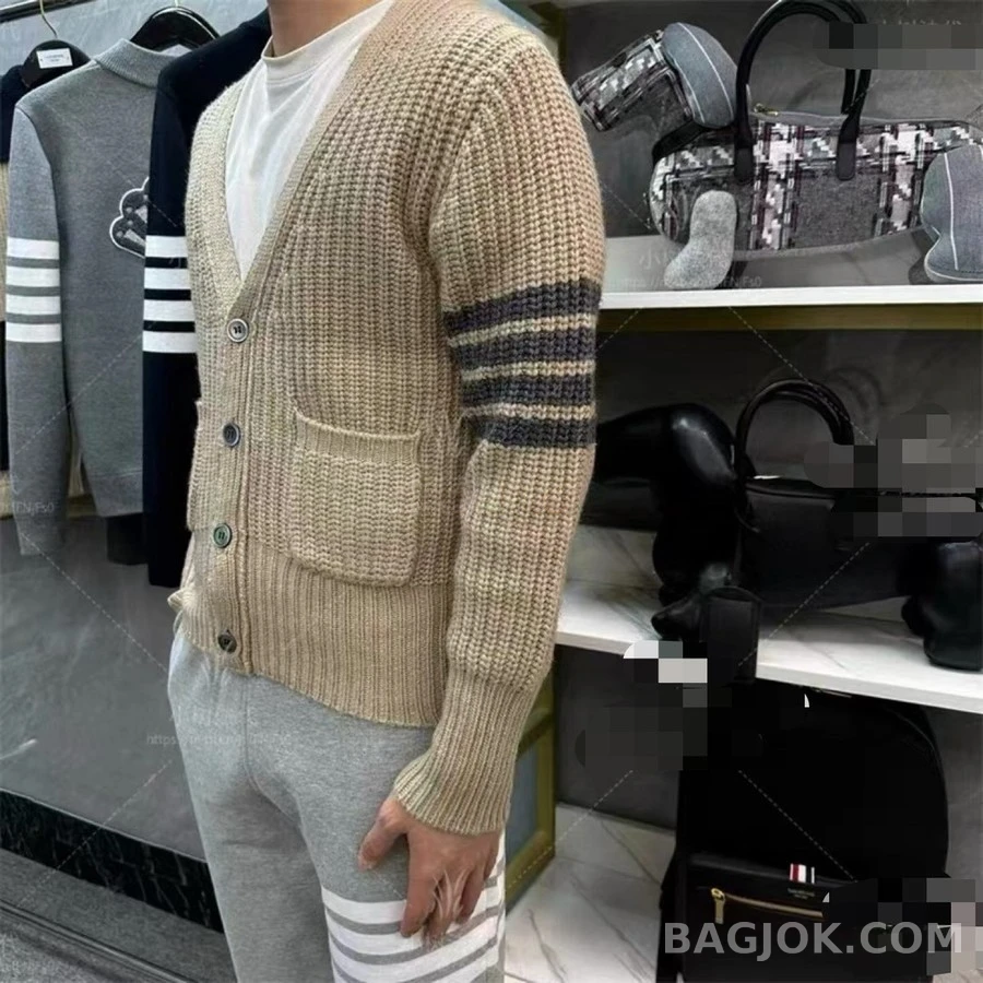 톰브라운 톰브라운 리브 니트 스트라이프 가디건 상세 이미지