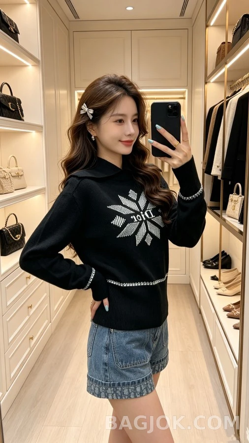디올 디올 설화 자카드 로고 니트 상세 이미지