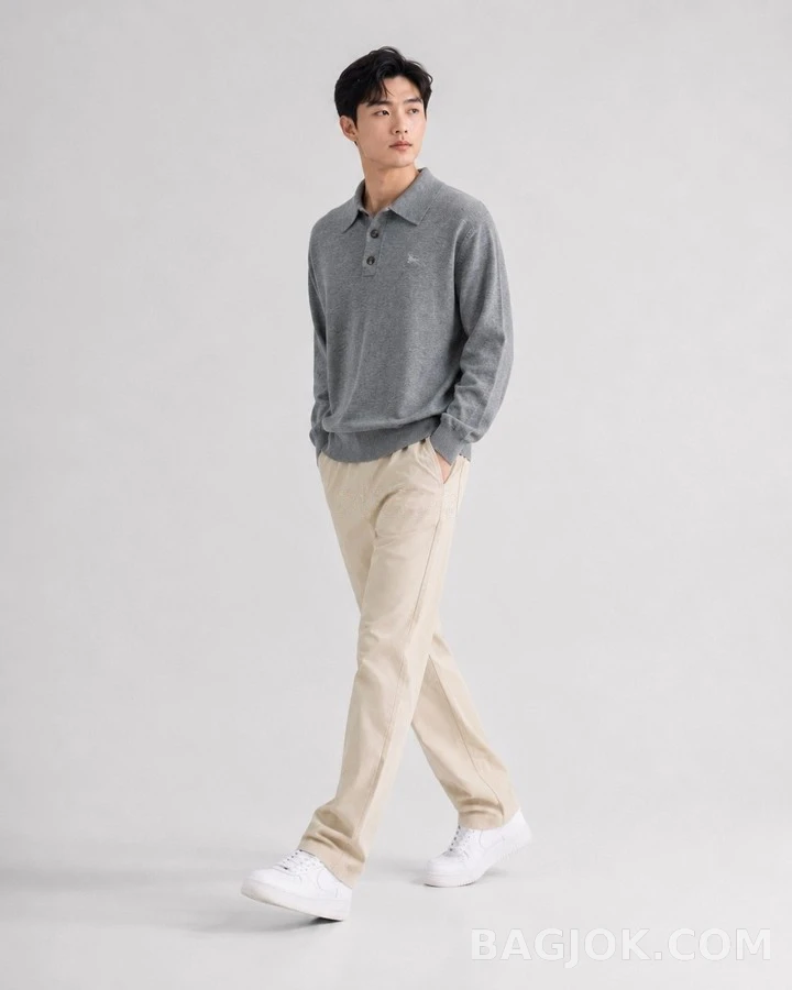 버버리 버버리 로고 긴팔 폴로 티셔츠 상세 이미지