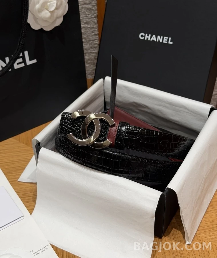 샤넬 샤넬 더블 C 악어 엠보 벨트 상세 이미지