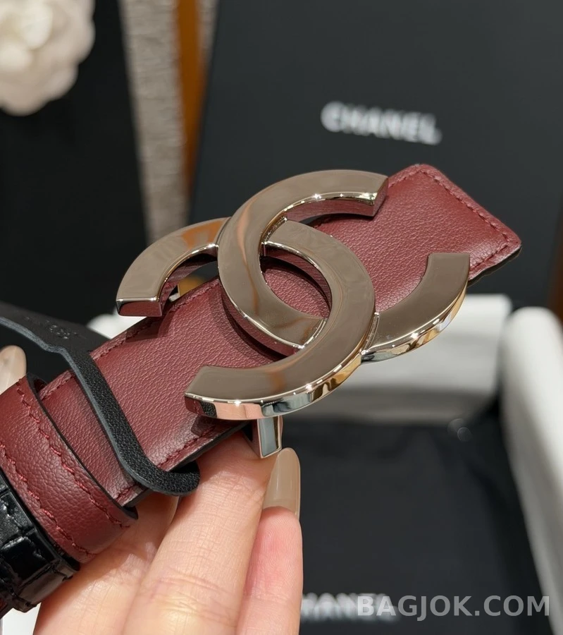 샤넬 샤넬 더블 C 악어 엠보 벨트 상세 이미지