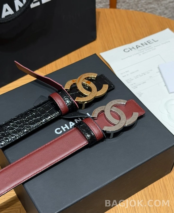 샤넬 샤넬 더블 C 악어 엠보 벨트 상세 이미지