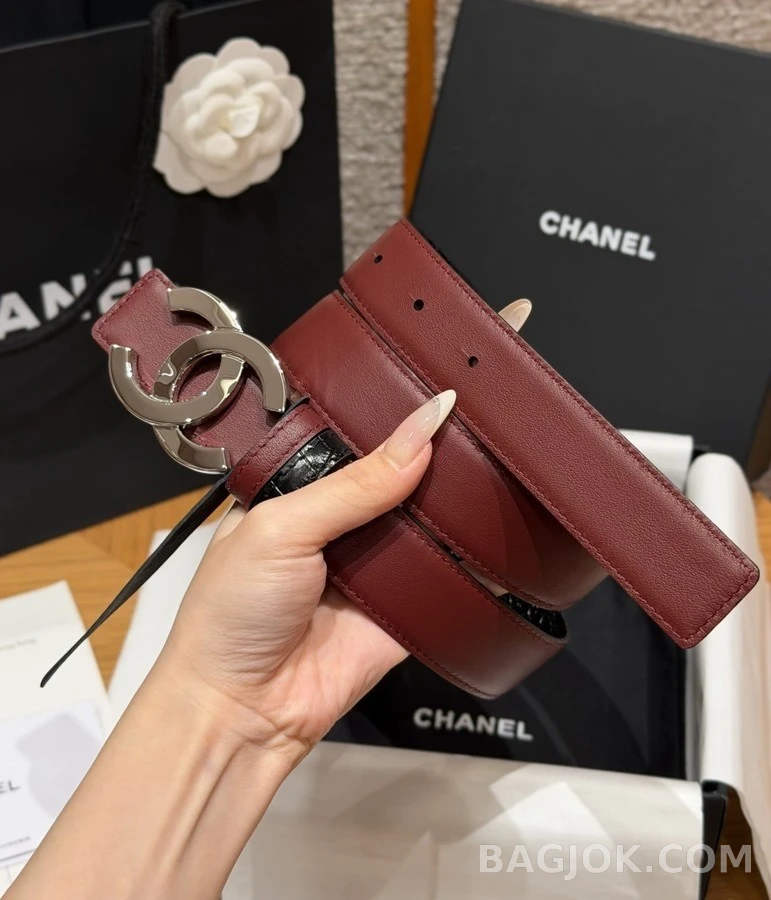 샤넬 샤넬 더블 C 악어 엠보 벨트 상세 이미지
