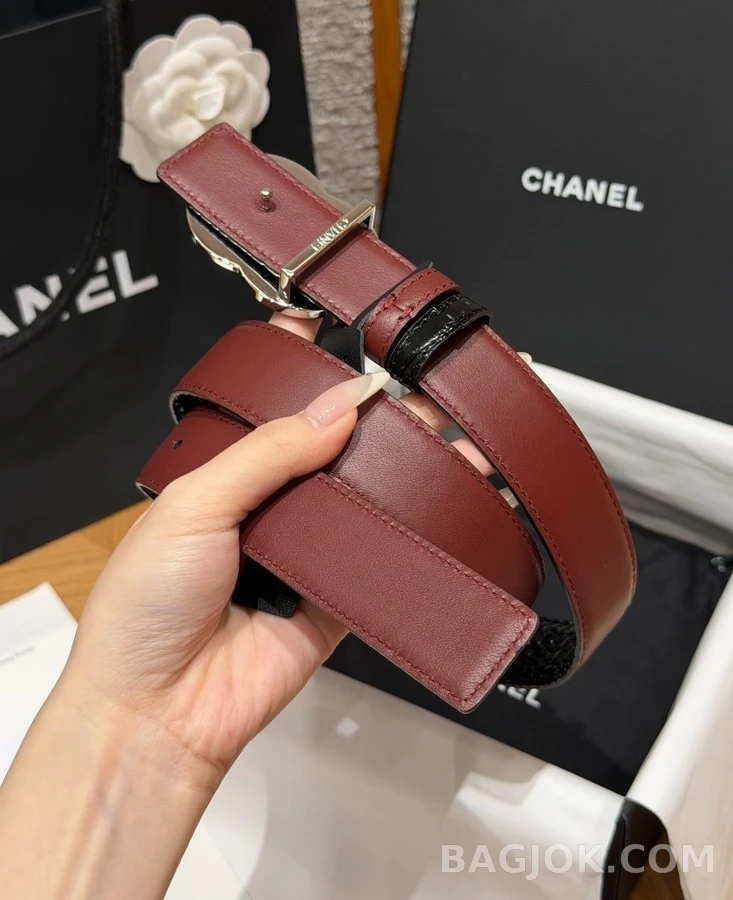샤넬 샤넬 더블 C 악어 엠보 벨트 상세 이미지