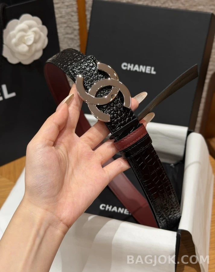 샤넬 샤넬 더블 C 악어 엠보 벨트 상세 이미지