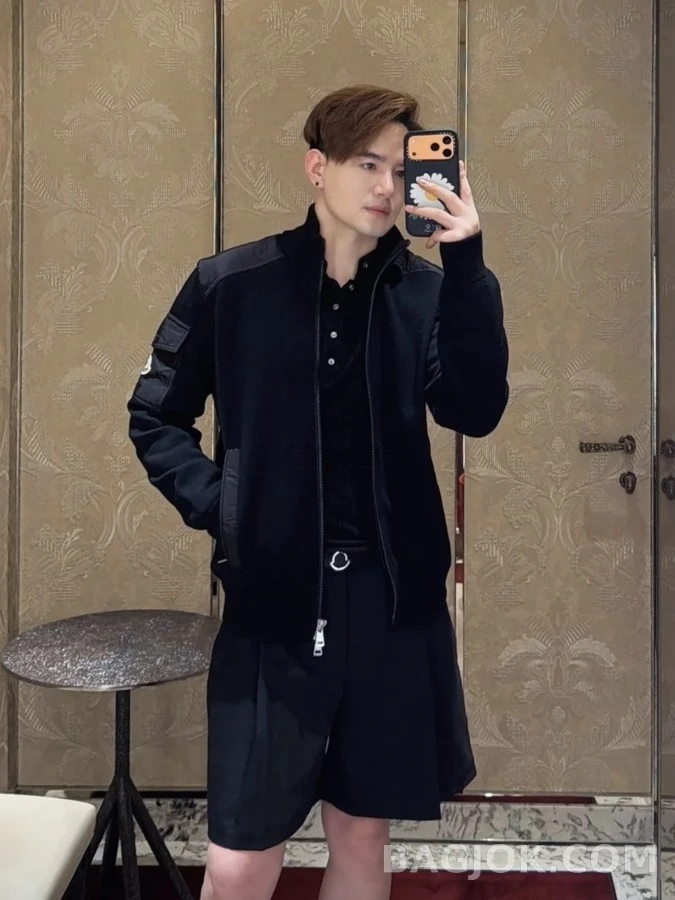 몽클레어 몽클레어 리브 조직 지퍼 패널 가디건 상세 이미지