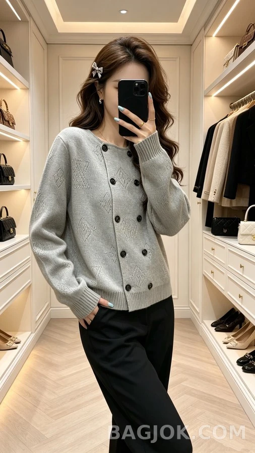 루이비통 루이비통 모노그램 더블 버튼 가디건 상세 이미지