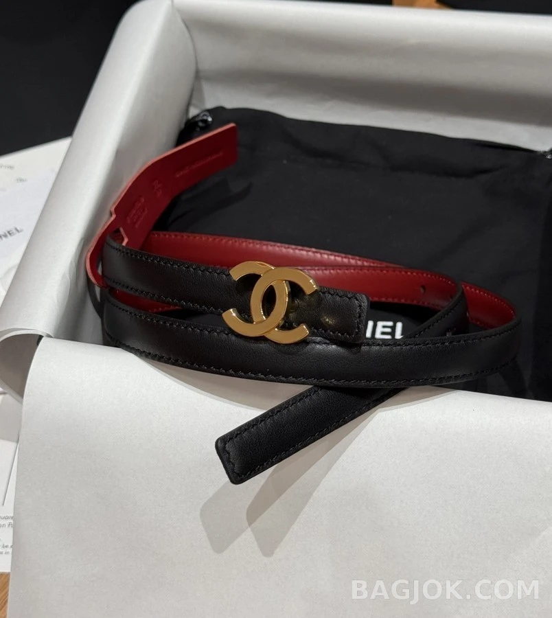 샤넬 샤넬 더블 C 슬림 레더 벨트 상세 이미지