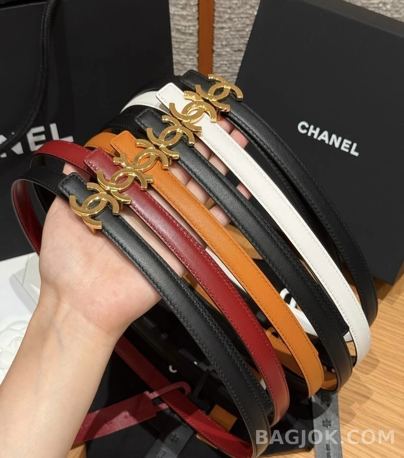 샤넬 샤넬 더블 C 슬림 레더 벨트 상세 이미지