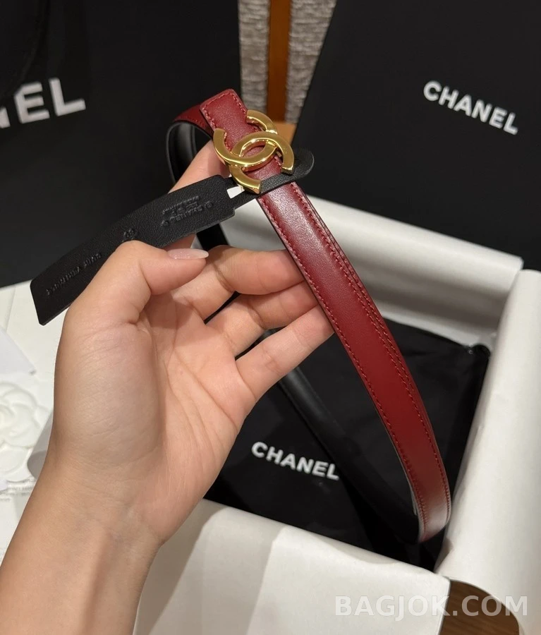 샤넬 샤넬 더블 C 슬림 레더 벨트 상세 이미지