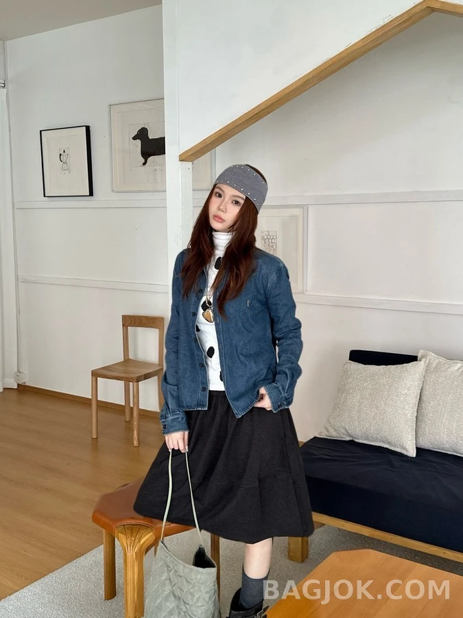 생로랑 세인트로랑 로고 자수 데님 셔츠 상세 이미지