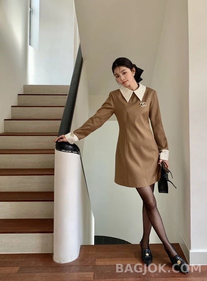 샤넬 샤넬 배색 카라 원피스 상세 이미지