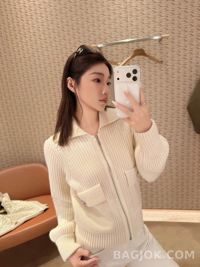 에르메스 에르메스 리브드 카라 집업 가디건 상세 이미지