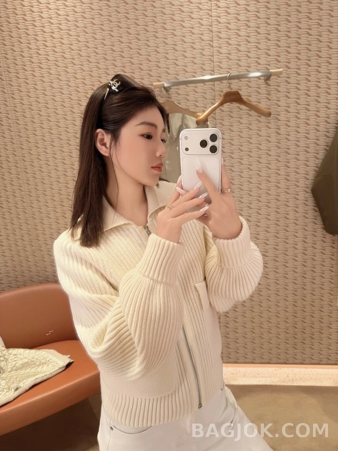 에르메스 에르메스 리브드 카라 집업 가디건 상세 이미지