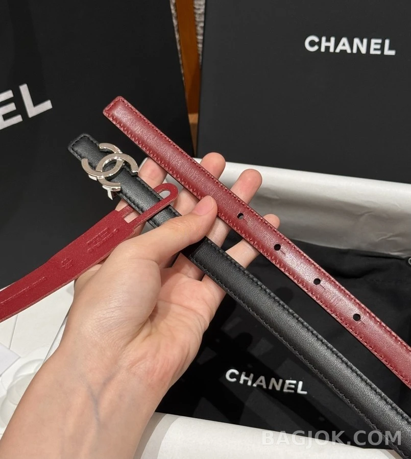 샤넬 샤넬 더블 C 버클 양면 슬림 벨트 상세 이미지
