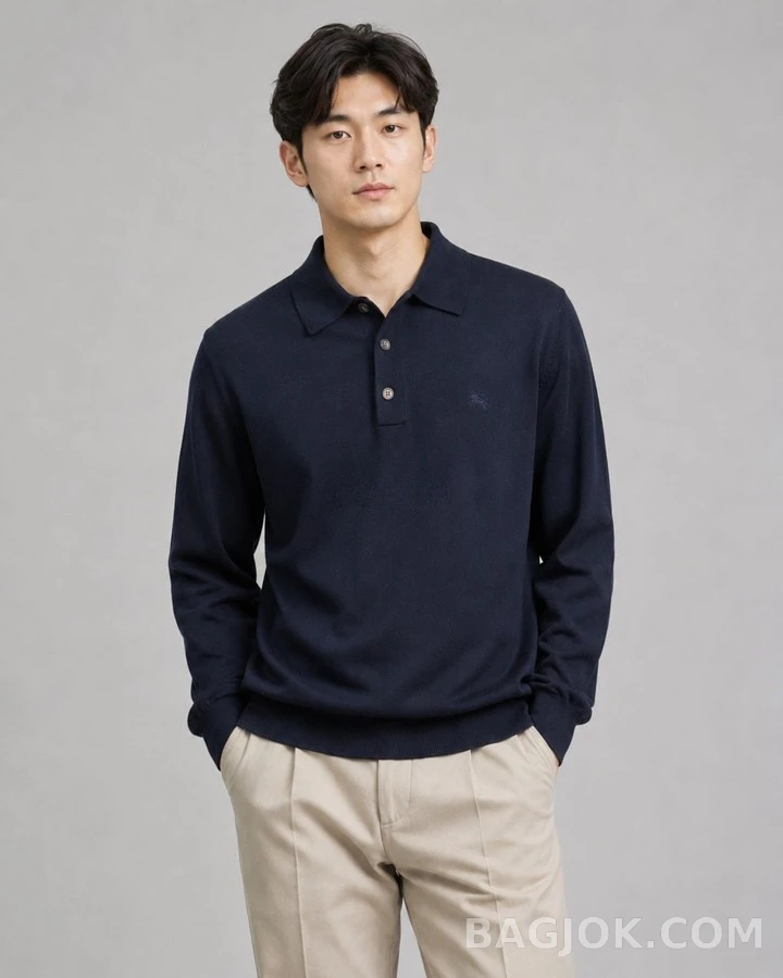 버버리 버버리 로고 긴팔 폴로 니트 셔츠 상세 이미지