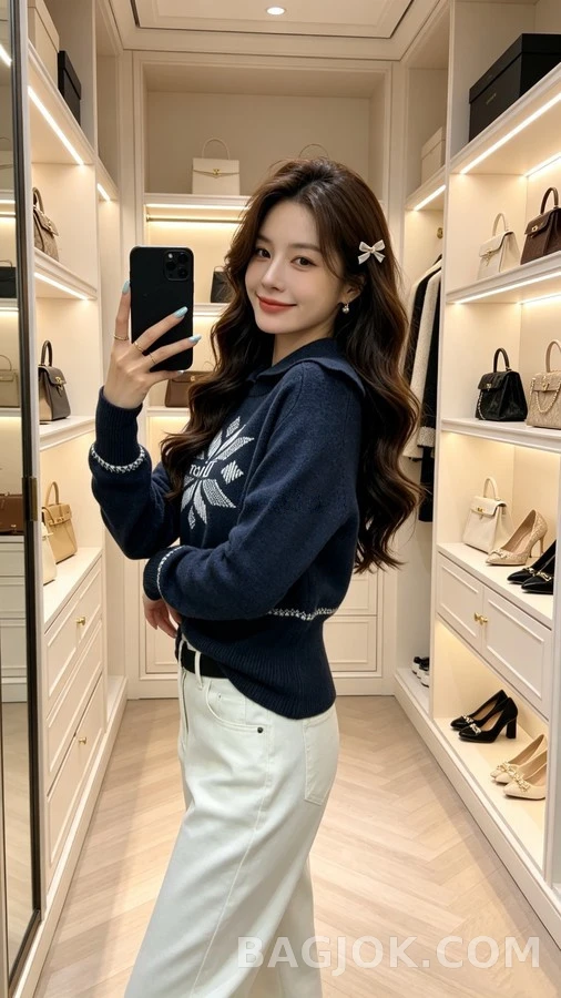 디올 디올 눈꽃 로고 자카드 니트 풀오버 상세 이미지