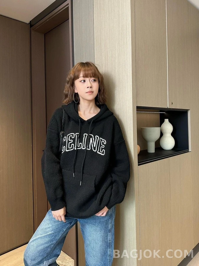 셀린느 셀린느 레터링 후드 니트 상세 이미지