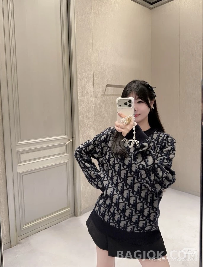 디올 디올 오블리크 라운드넥 자카드 니트 상세 이미지