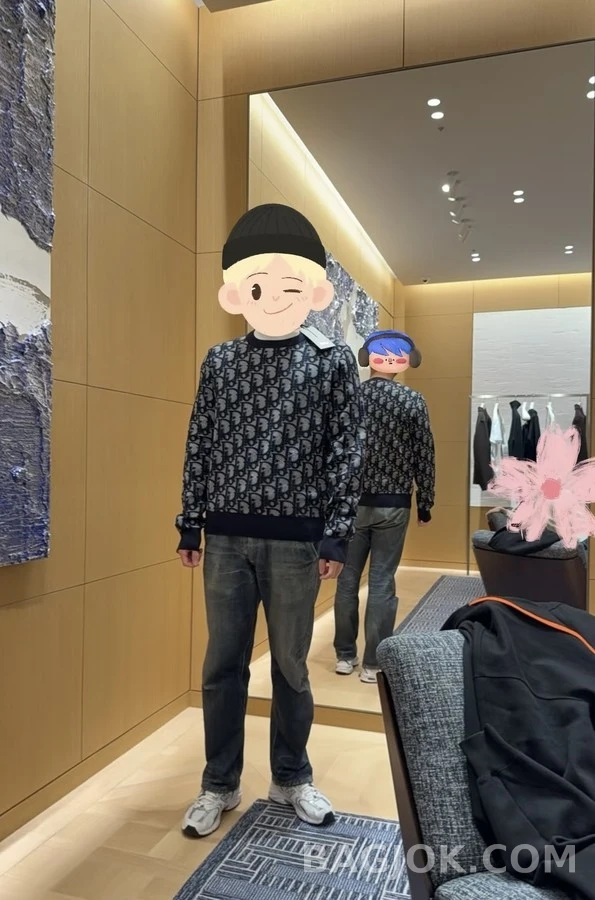 디올 디올 오블리크 라운드넥 자카드 니트 상세 이미지