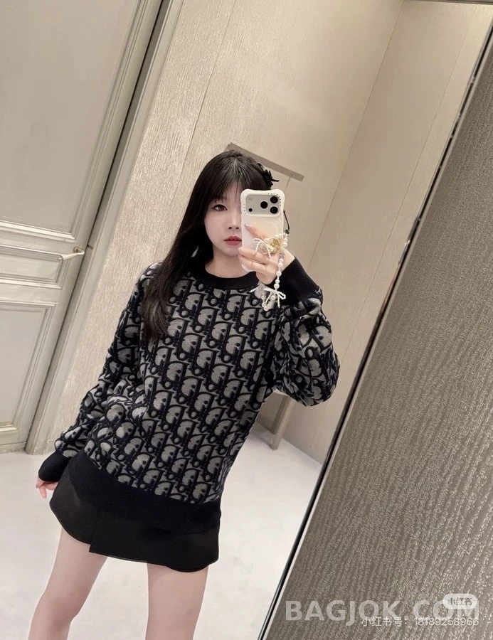 디올 디올 오블리크 라운드넥 자카드 니트 상세 이미지
