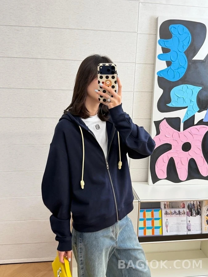 로에베 로에베 플라멩코 배색 드로스트링 후드 집업 상세 이미지
