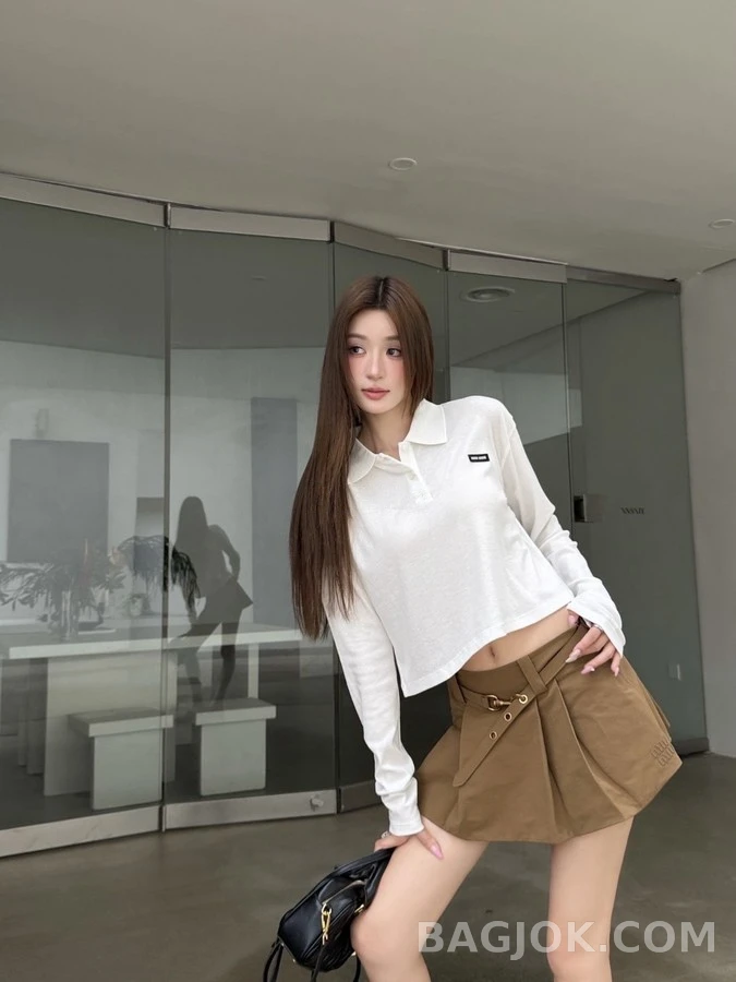 폴로 랄프 로렌 폴로 랄프 로렌 크롭 폴로 카라 긴팔 티셔츠 상세 이미지