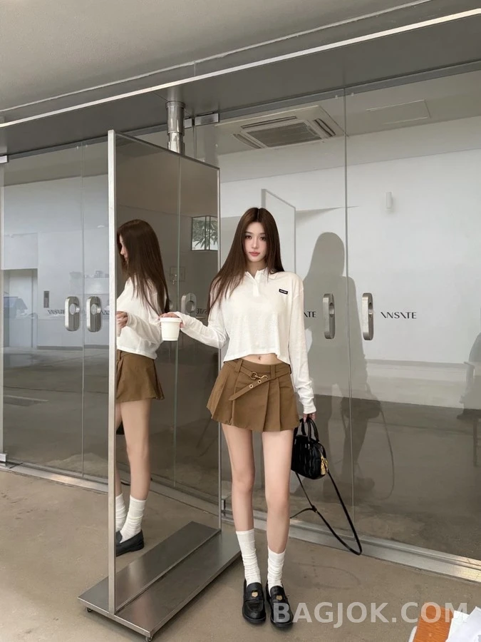 폴로 랄프 로렌 폴로 랄프 로렌 크롭 폴로 카라 긴팔 티셔츠 상세 이미지