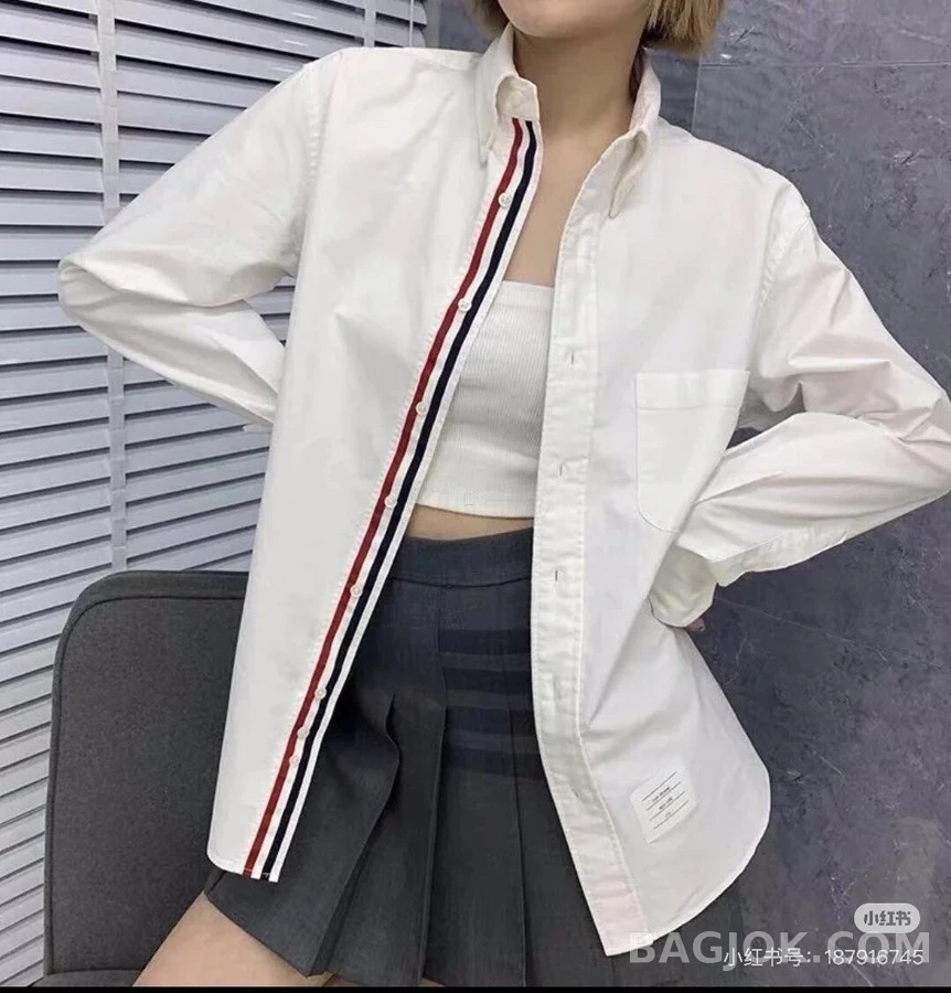 톰브라운 톰브라운 트리컬러 버튼다운 셔츠 상세 이미지