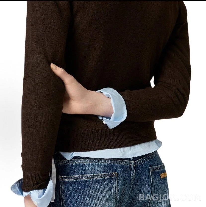 미우미우 미우미우 아가일 폴로 카라 가디건 상세 이미지