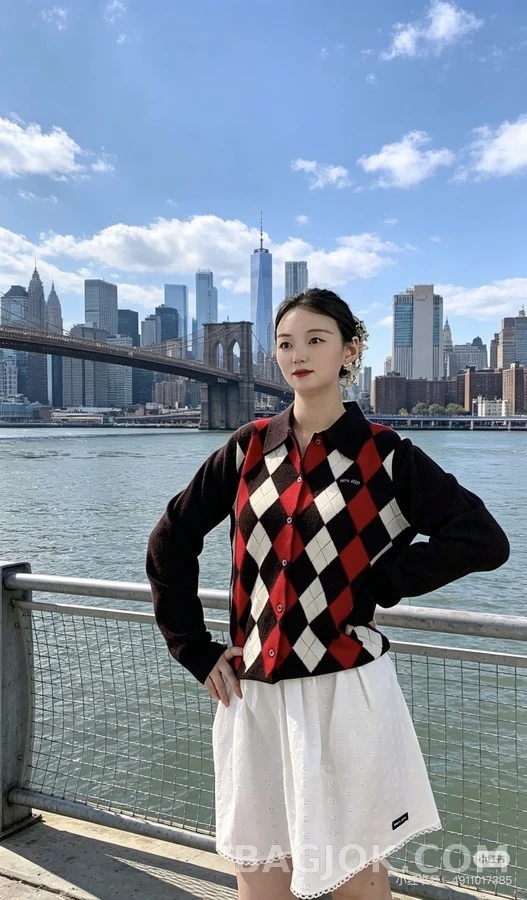 미우미우 미우미우 아가일 폴로 카라 가디건 상세 이미지