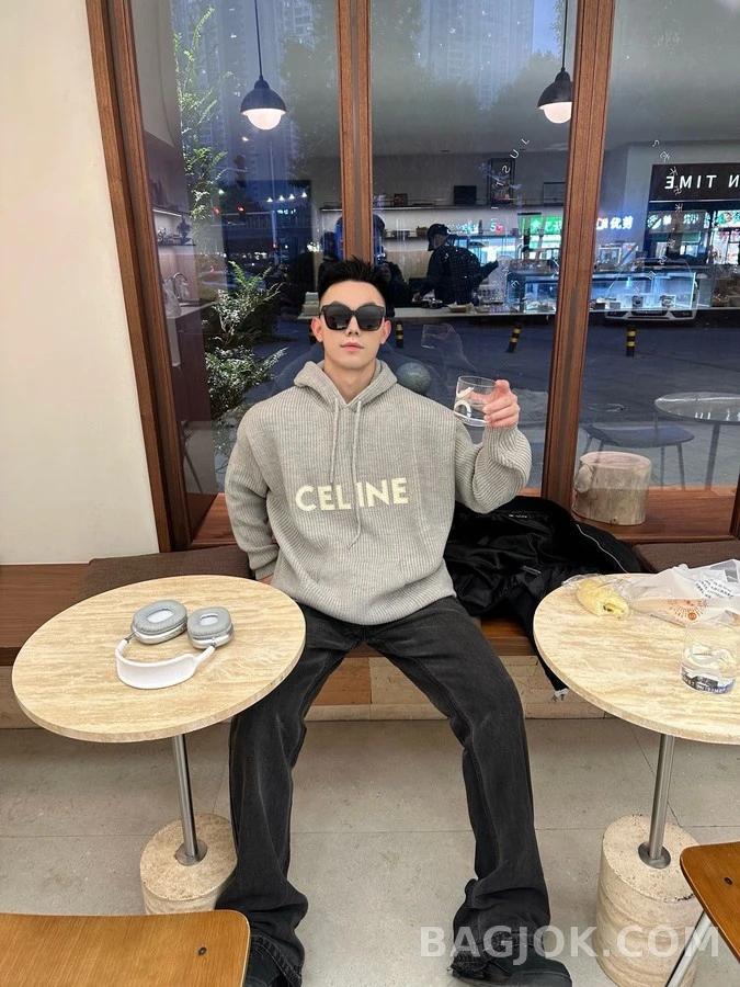 셀린느 셀린느 레터링 니트 후드 스웨터 상세 이미지