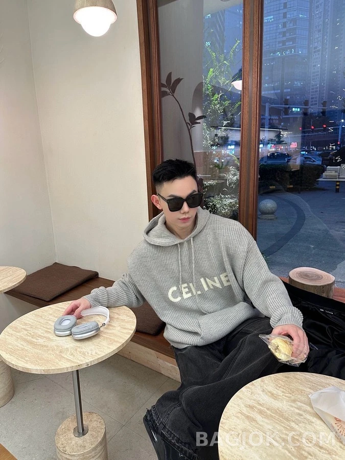셀린느 셀린느 레터링 니트 후드 스웨터 상세 이미지