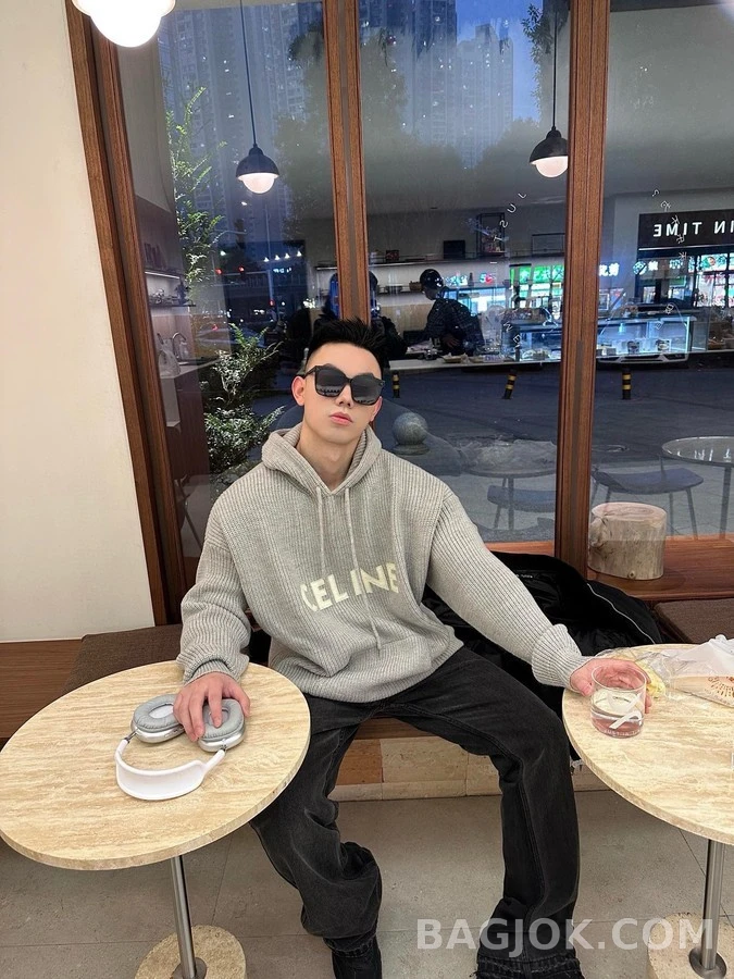 셀린느 셀린느 레터링 니트 후드 스웨터 상세 이미지