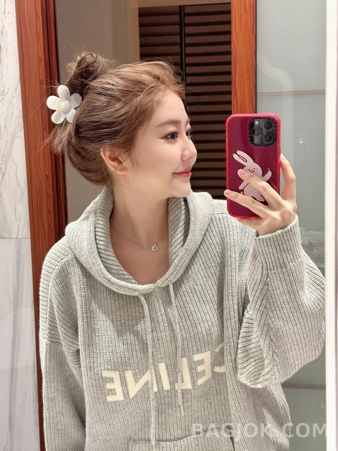 셀린느 셀린느 레터링 니트 후드 스웨터 상세 이미지