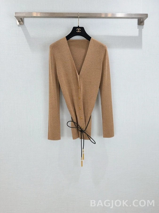 샤넬 샤넬 V넥 벨티드 가디건 상세 이미지