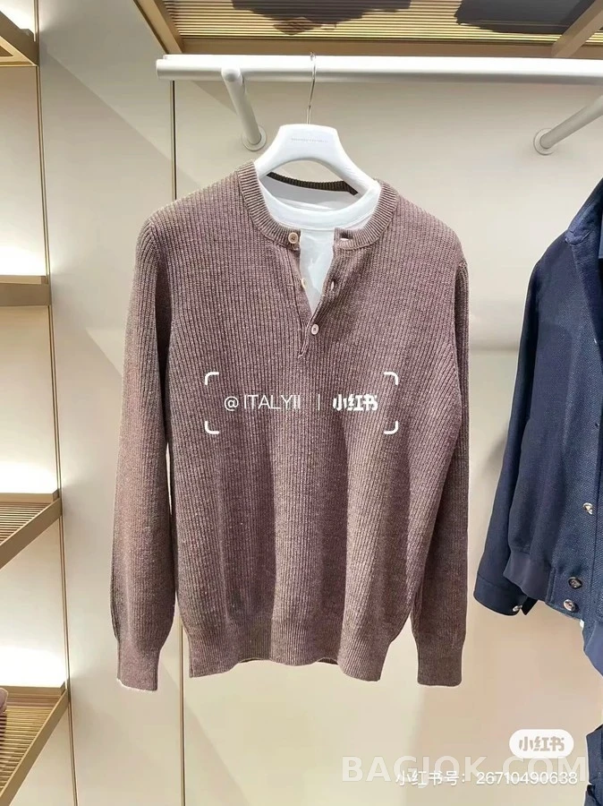 브루넬로 쿠치넬리 브루넬로 쿠치넬리 골지 헨리넥 긴팔 티셔츠 상세 이미지