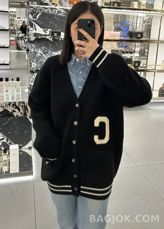 셀린느 셀린느 C 레터링 로고 가디건 상세 이미지