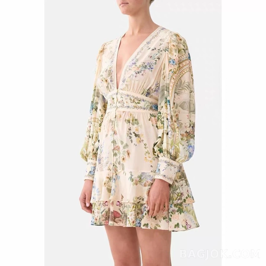 아미 아미 수채화 플라워 미니 원피스 상세 이미지
