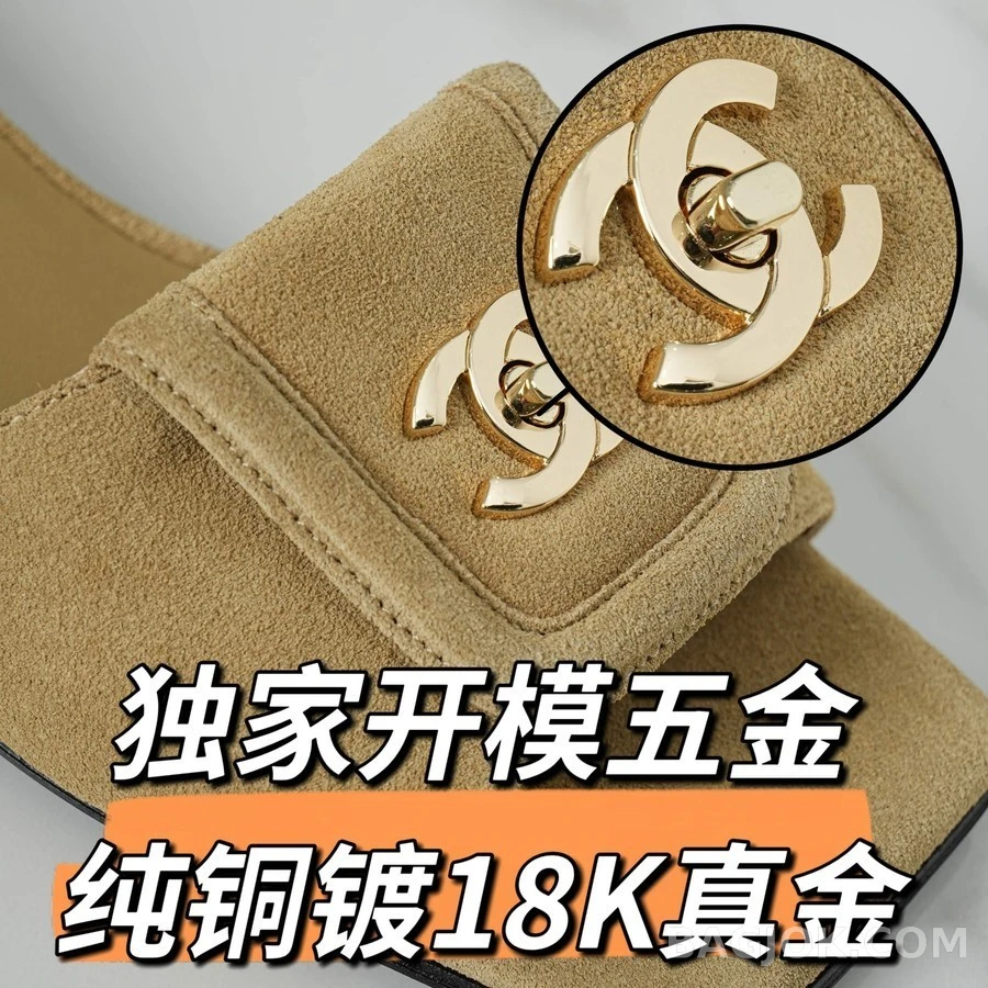 샤넬 샤넬 로고 스퀘어 토 뮬 상세 이미지